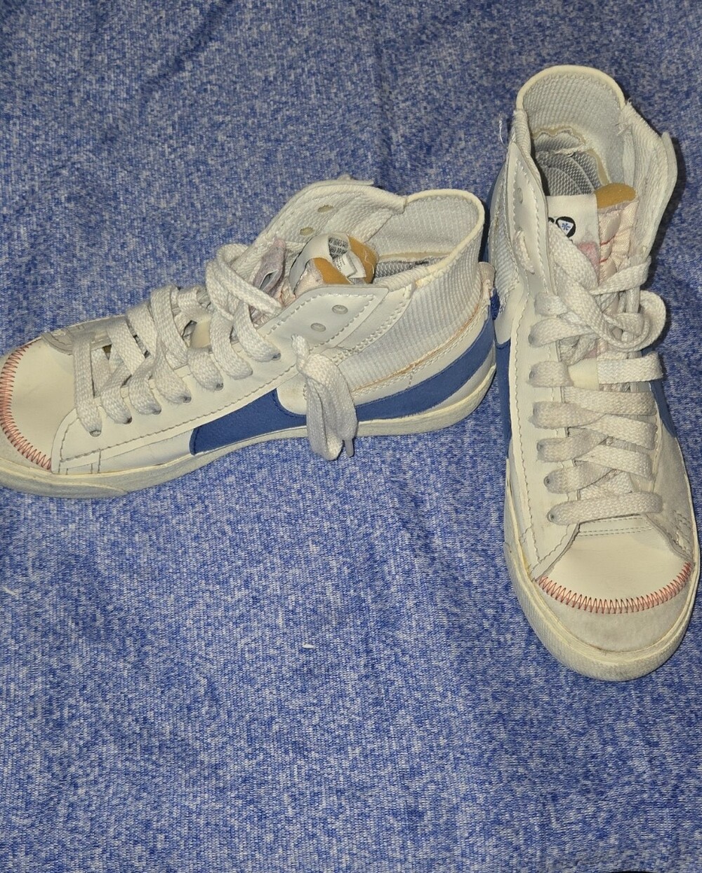 Converse High-Top Sneakers in White and Blue